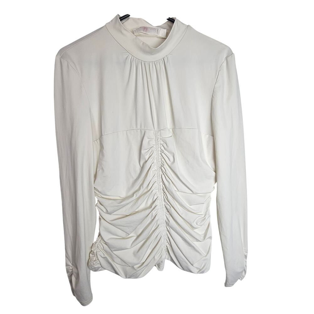 Rachel Parcell Womens Ruched Mock Neck Top Size XL Stretch Evening Going Out